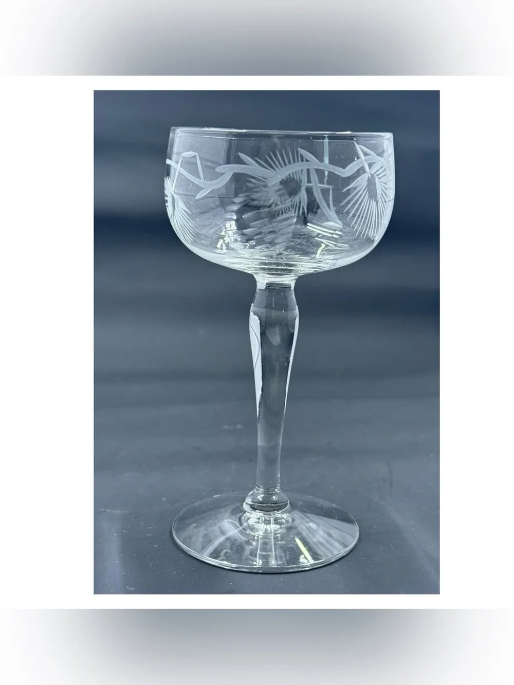 Vintage MCM Etched Crystal Coupe Glasses - Clear (Set of 4)